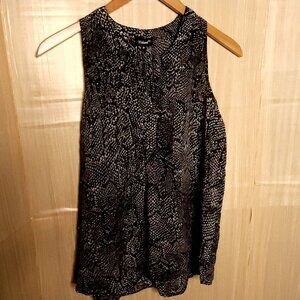 Tolani Womens Black White Sleeveless Silk Top Medium